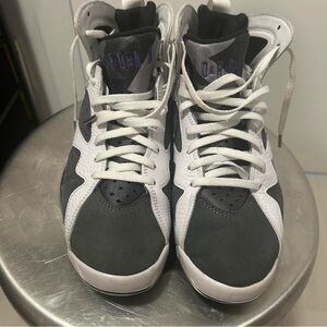 Black and White High-Top Jordan 7 Retro Flint Sneakers